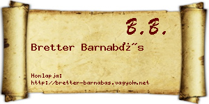 Bretter Barnabás névjegykártya